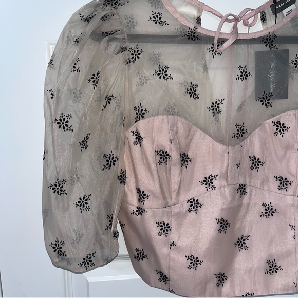 Sans Souci Cropped Chiffon Sweetheart Corset Style Top Blouse Shirt Large New - Picture 7 of 7